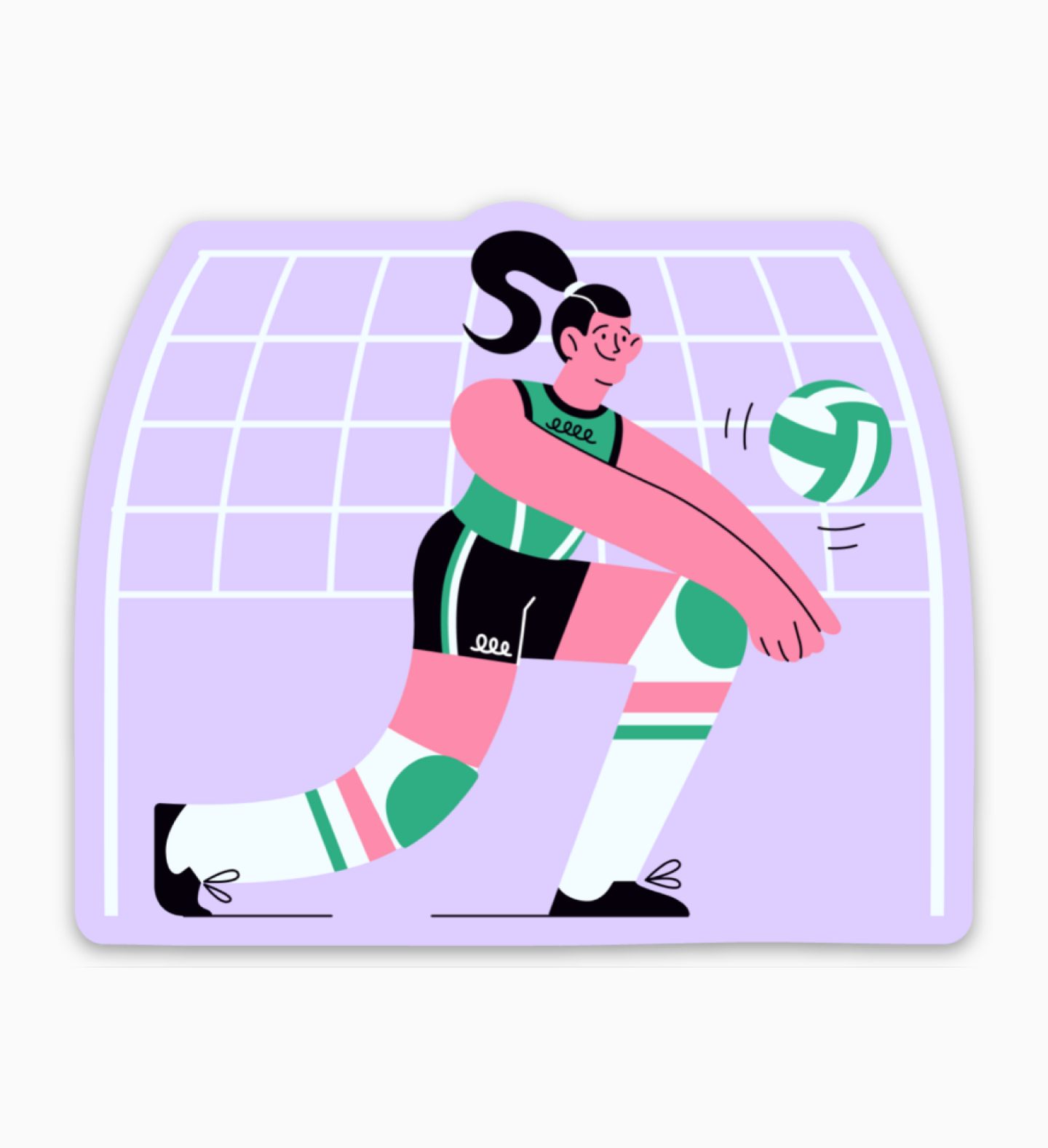Girl Bumping Volleyball Cute Illustration Sticker