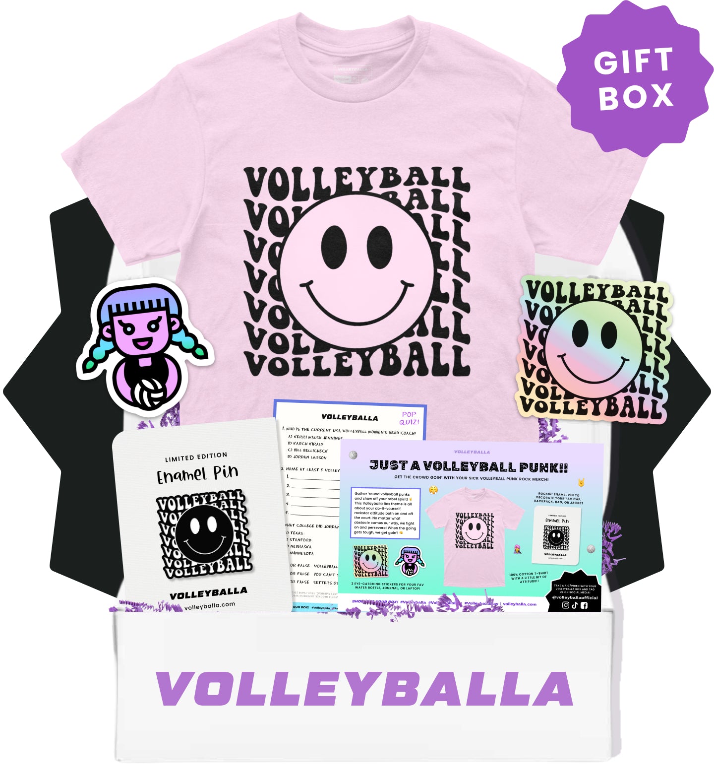Volleyball Punk Smiley Face - Volleyball Gift Box