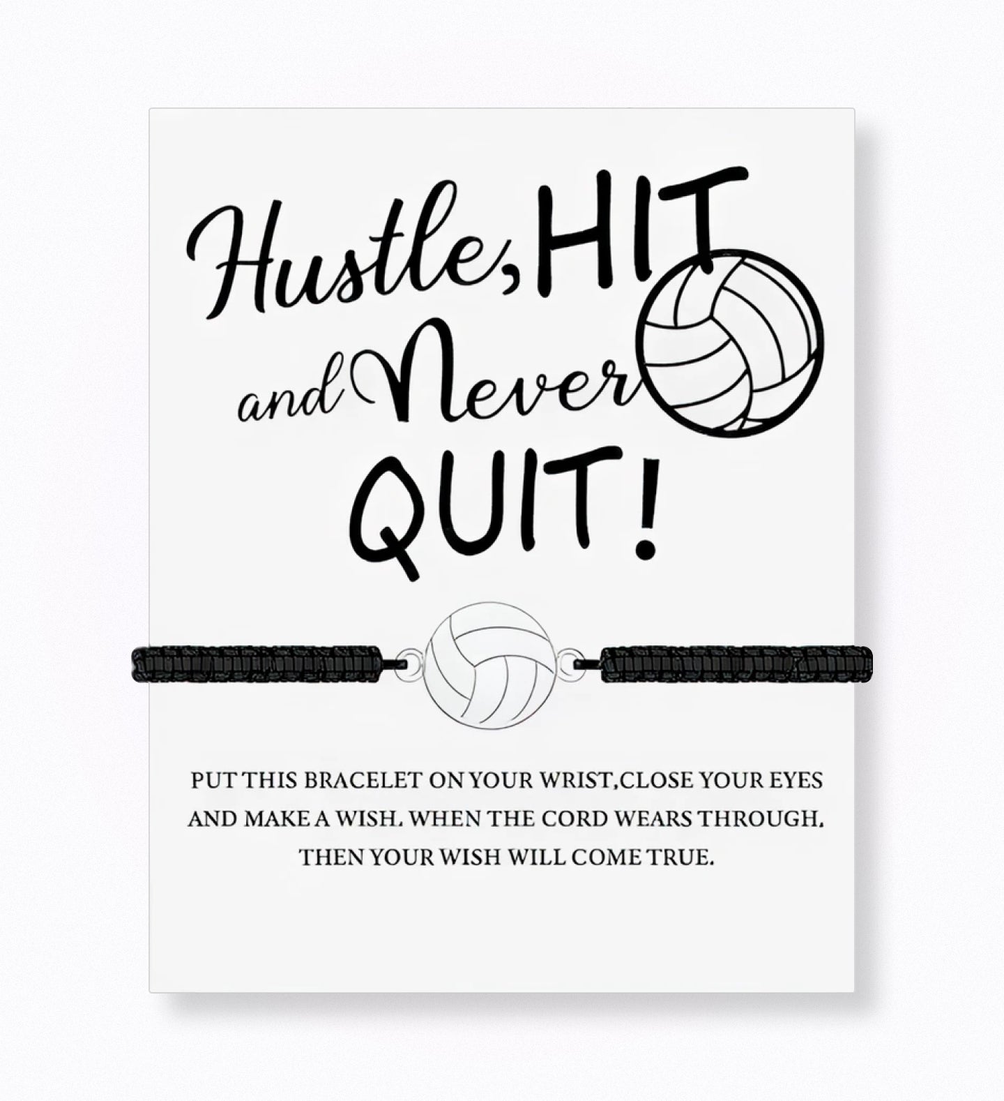 Volleyball Wish Charm Bracelet - 'Hustle, Hit, & Never Quit' Team Gift