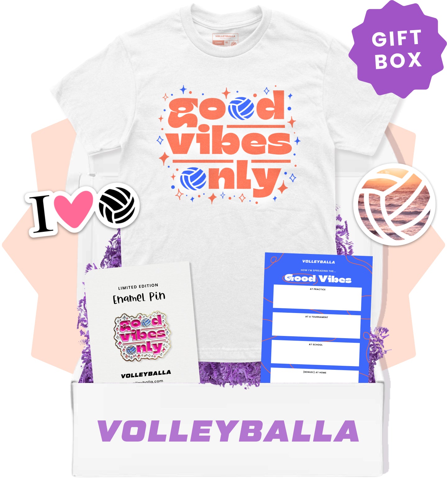 Good Vibes Volleyball Gift Box Gift for Volleyball Player Volleyballa