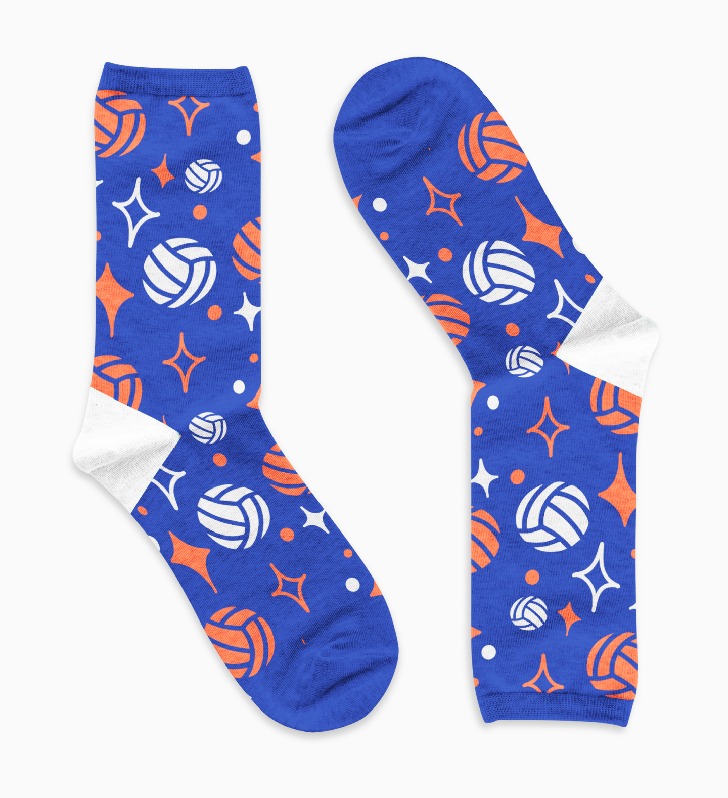 Blue & Orange Star Volleyball Socks