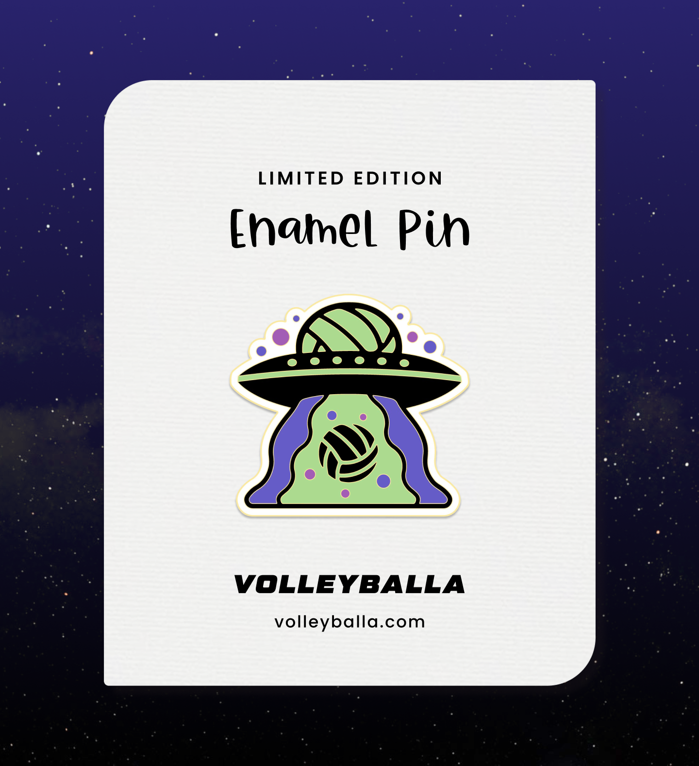 UFO Alien Galaxy Volleyball Enamel Pin