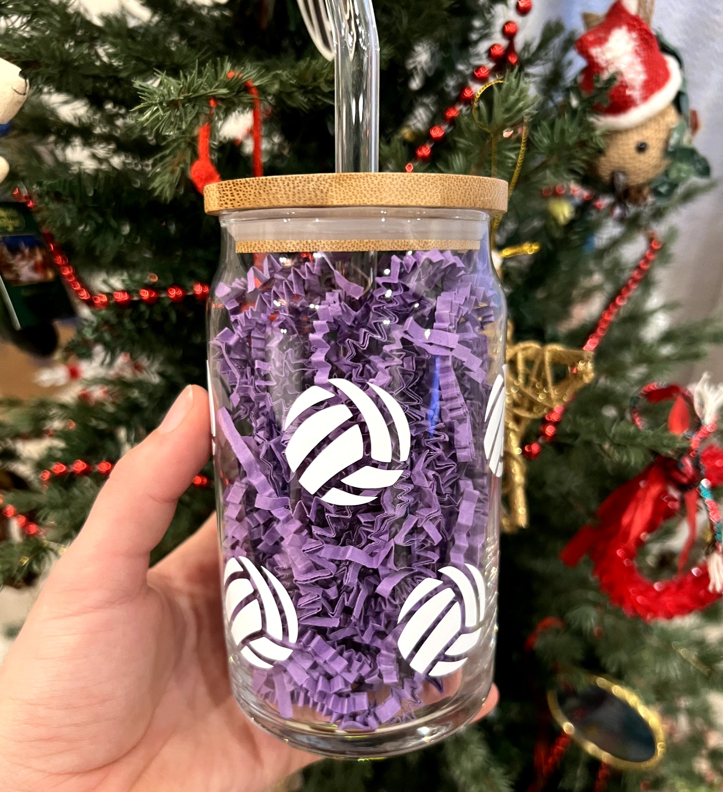 Volleyball Pattern Glass Coffee Cup