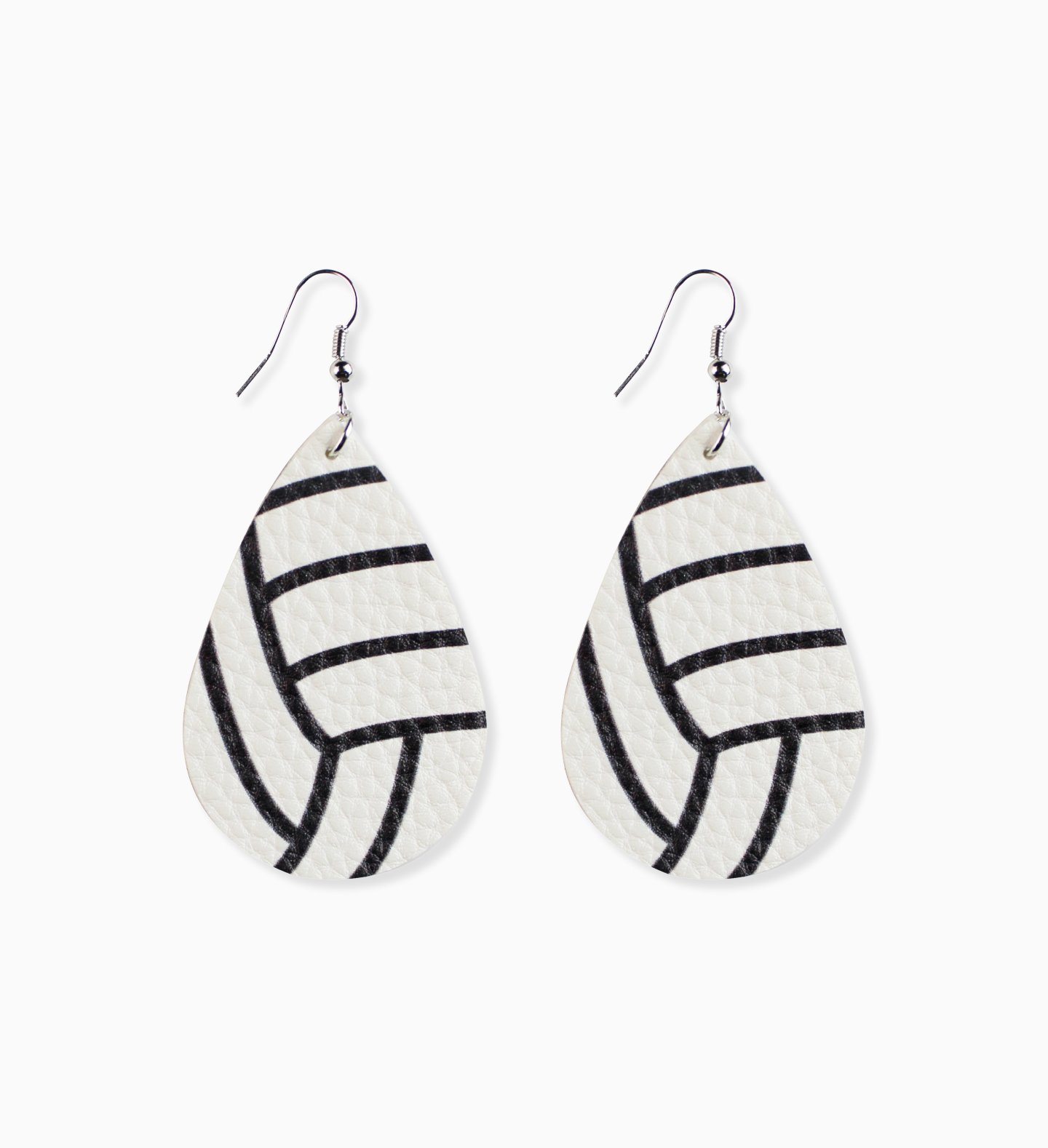 Volleyball Faux Leather Drop Earrings - White