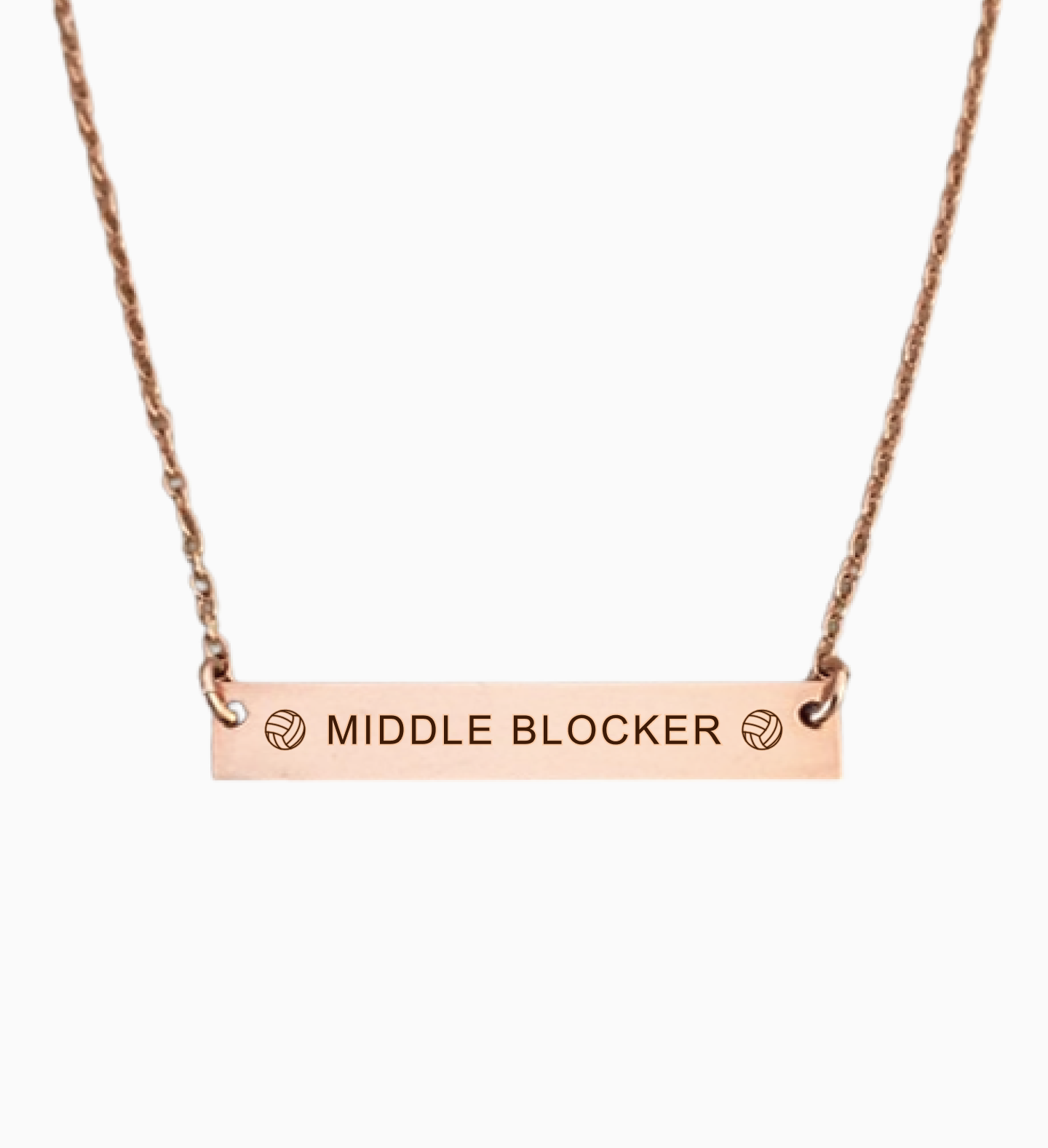 Middle Blocker - Volleyball Position Engraved Necklace Bar