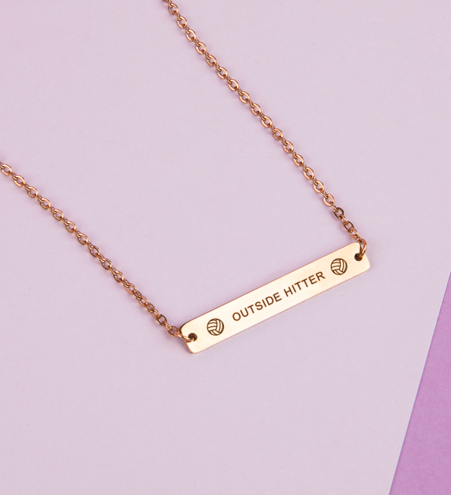 Outside Hitter - Volleyball Position Engraved Necklace Bar