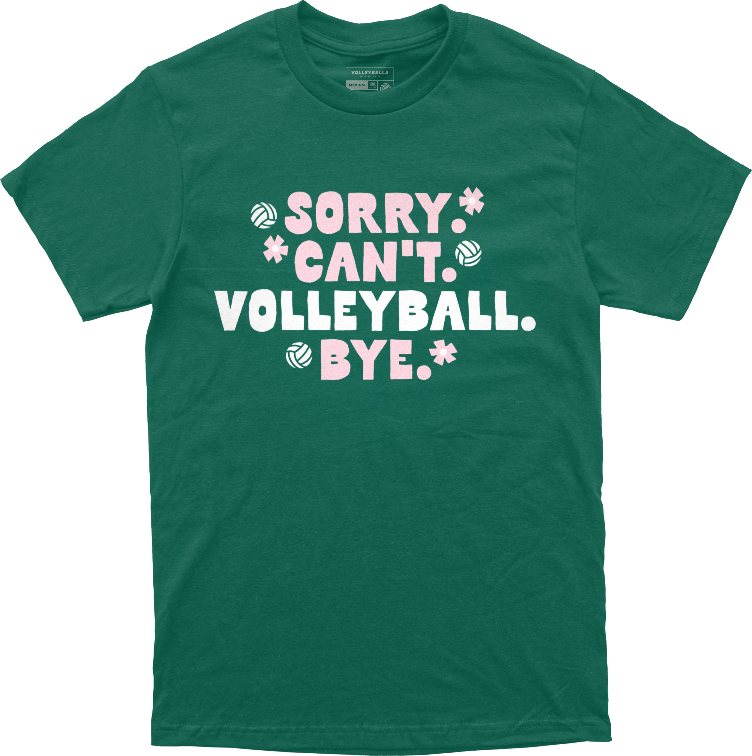 Sorry. Can't. Volleyball. Bye. Tee