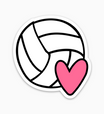 Volleyball Pink Heart Sticker