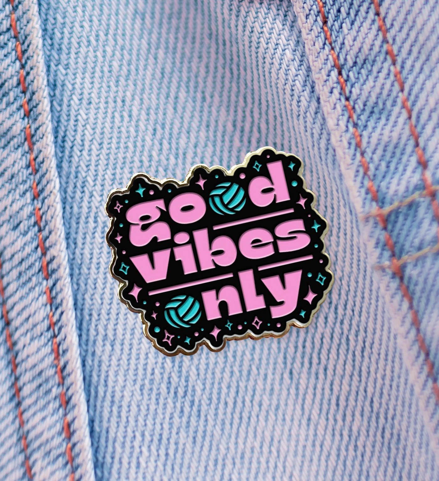 Good Vibes Only Volleyball Enamel Pin