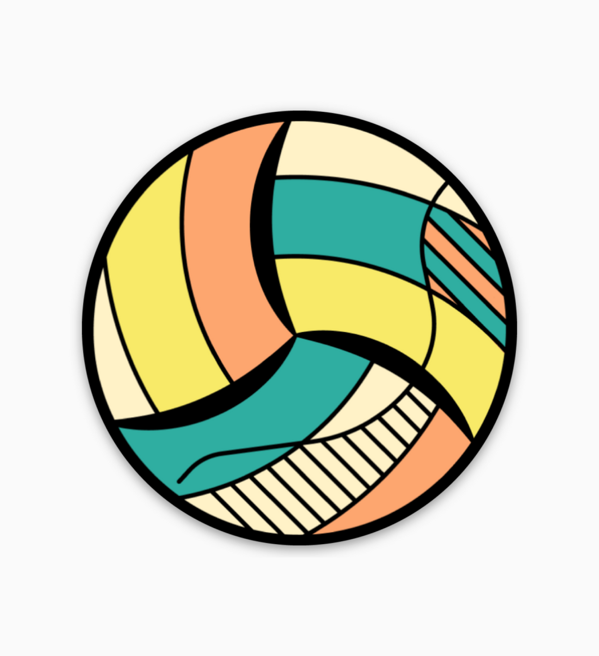 Retro Teal & Yellow Volleyball Sticker | Volleyballa