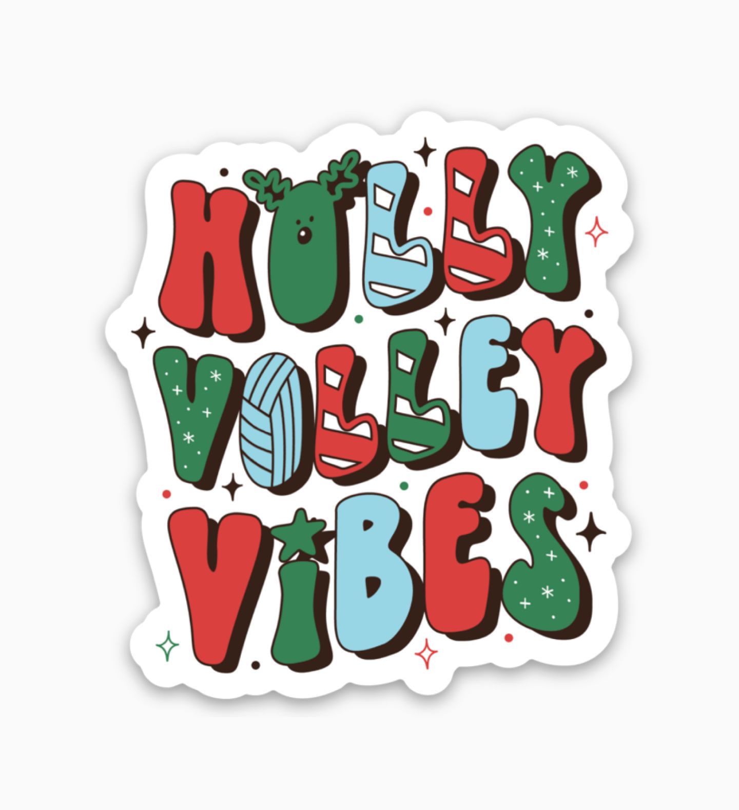 Holly Volley Vibes - Volleyball Sticker