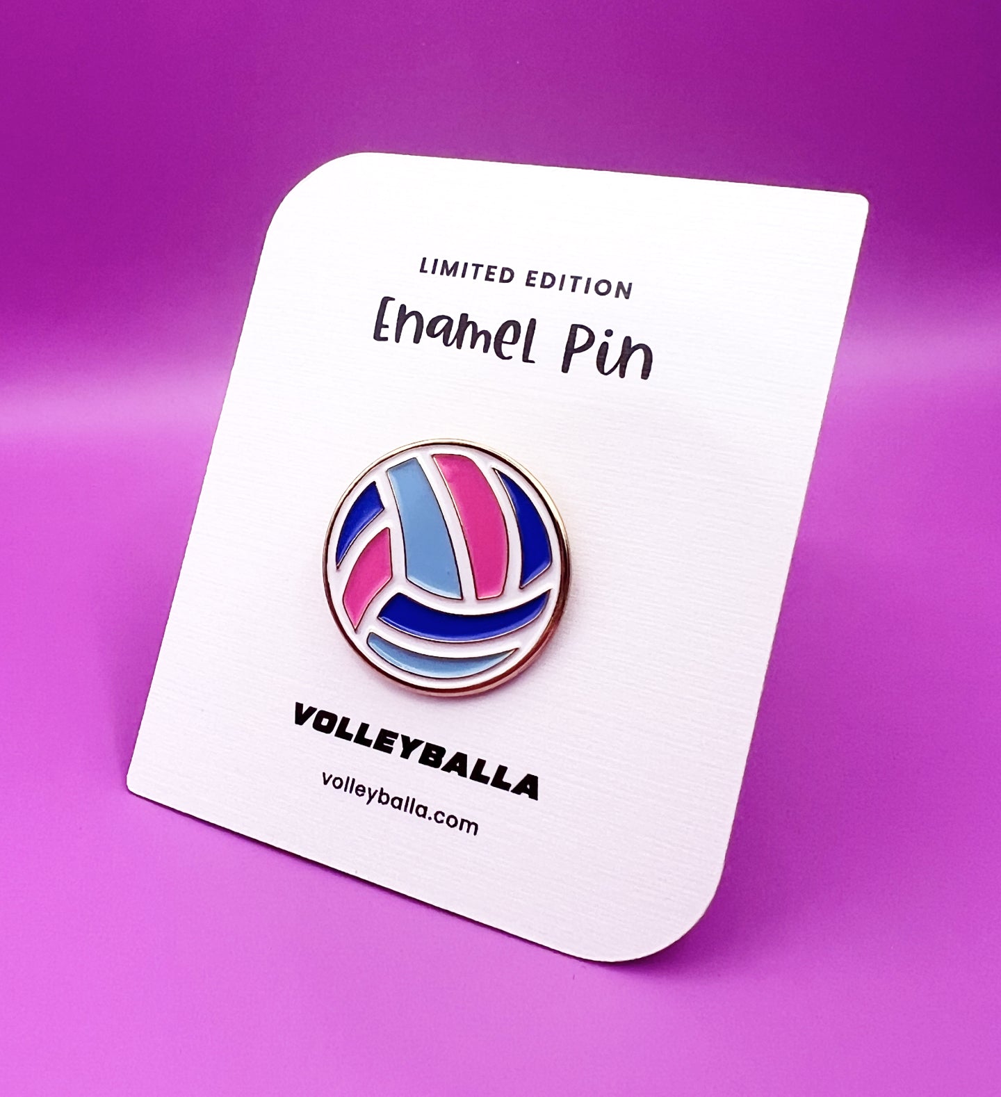 Pink & Blue Volleyball Enamel Pin | For Backpacks & Bags | Volleyballa