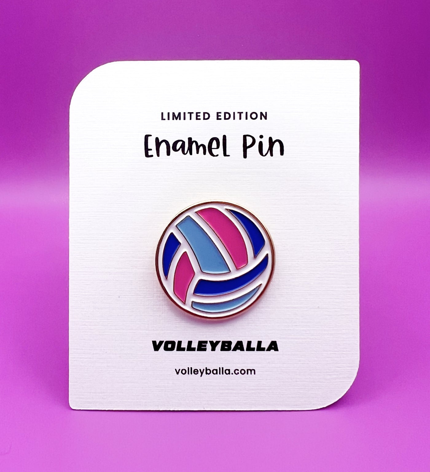 Pink & Blue Volleyball Enamel Pin