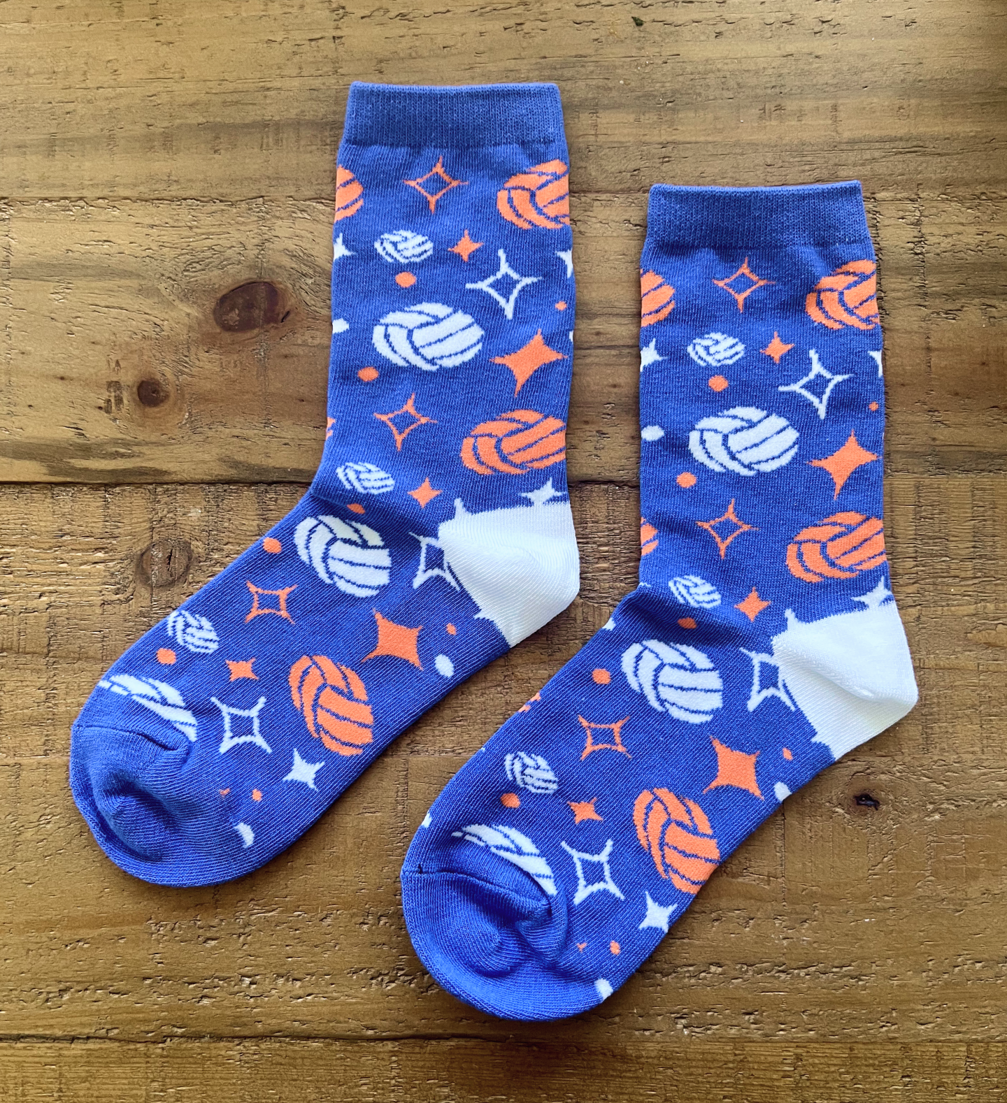 Blue & Orange Star Volleyball Socks