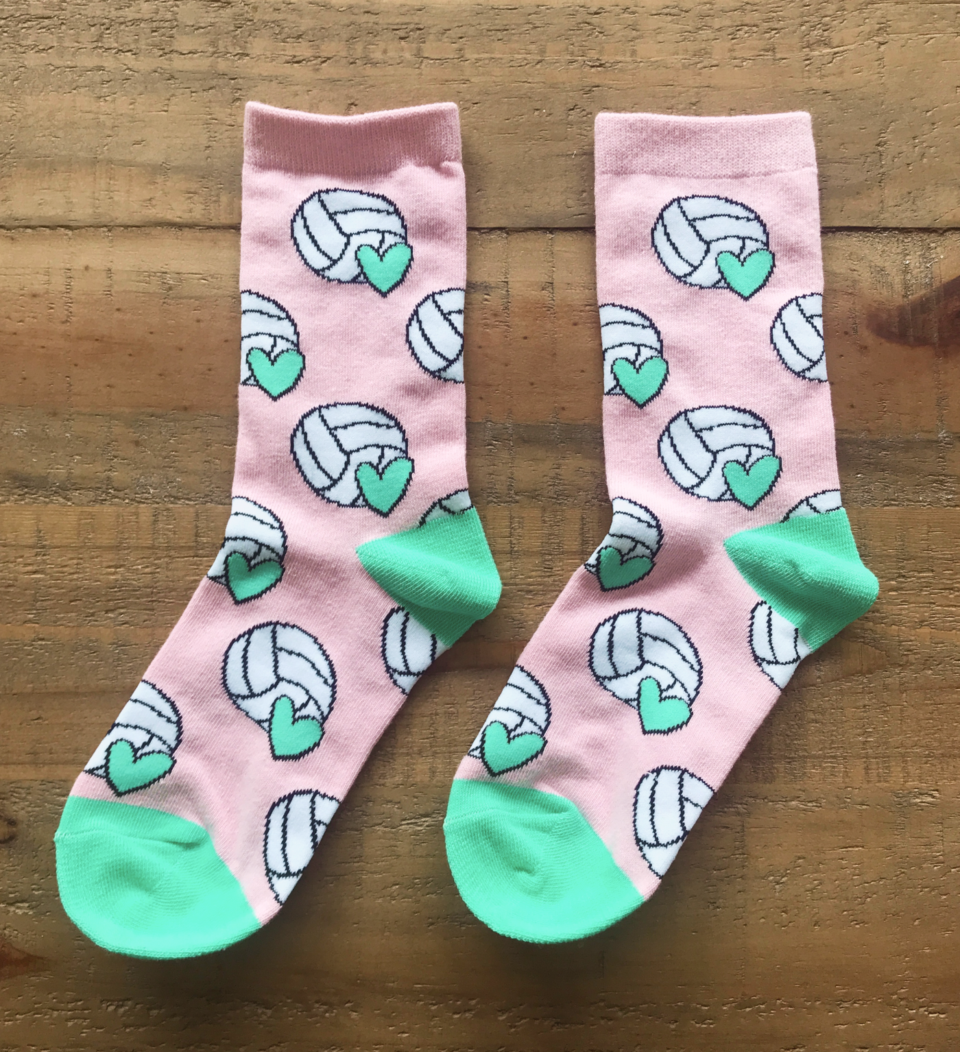Pink & Mint Volleyball Socks