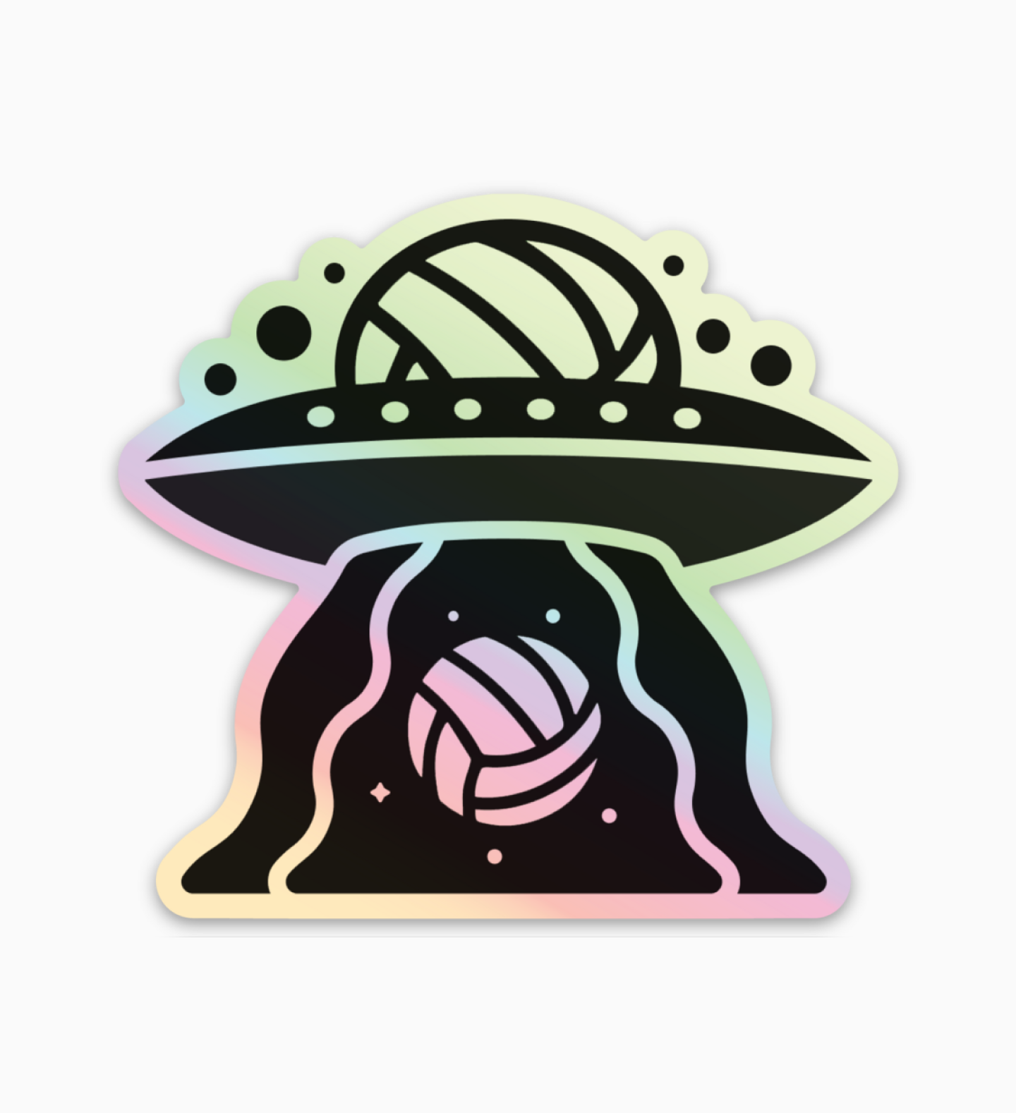 UFO Galaxy Holographic Volleyball Sticker