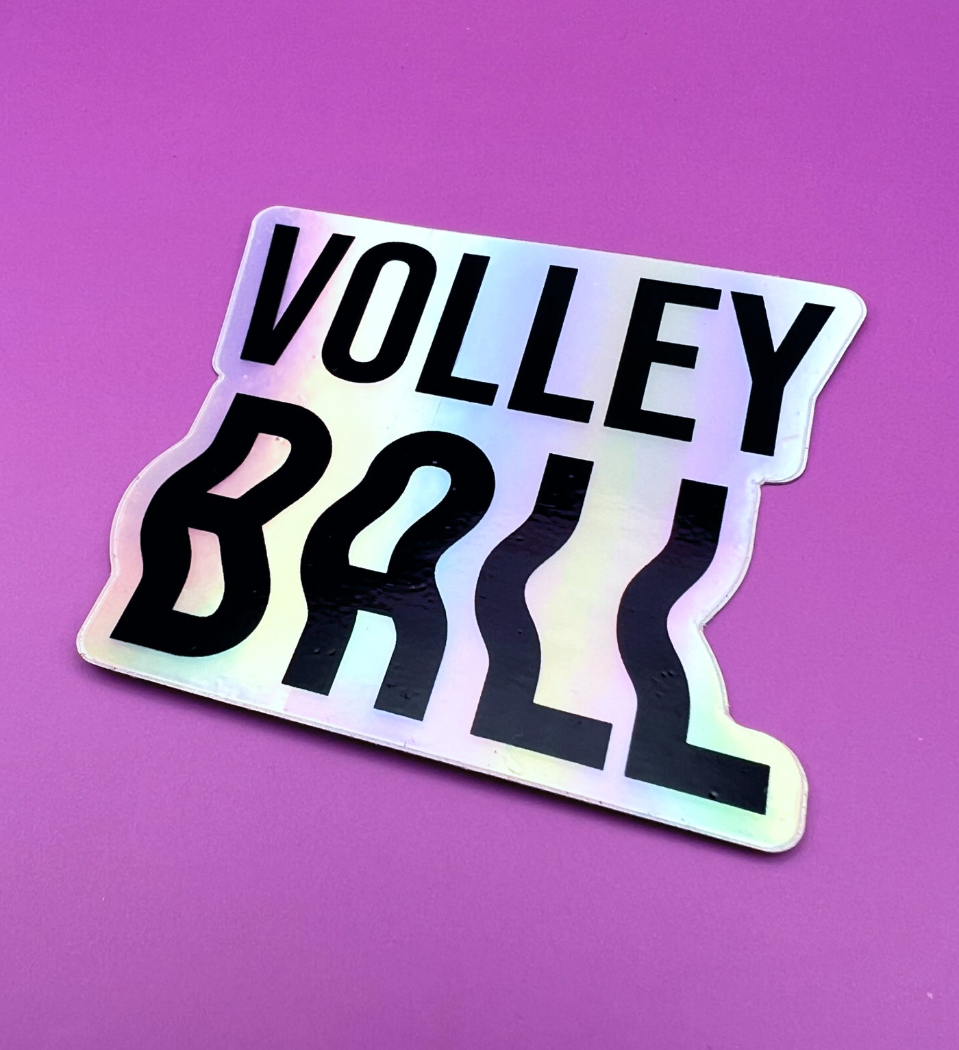 Wavy Holographic Iridescent Volleyball Sticker