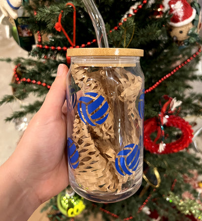 Volleyball Pattern Glass Coffee Cup