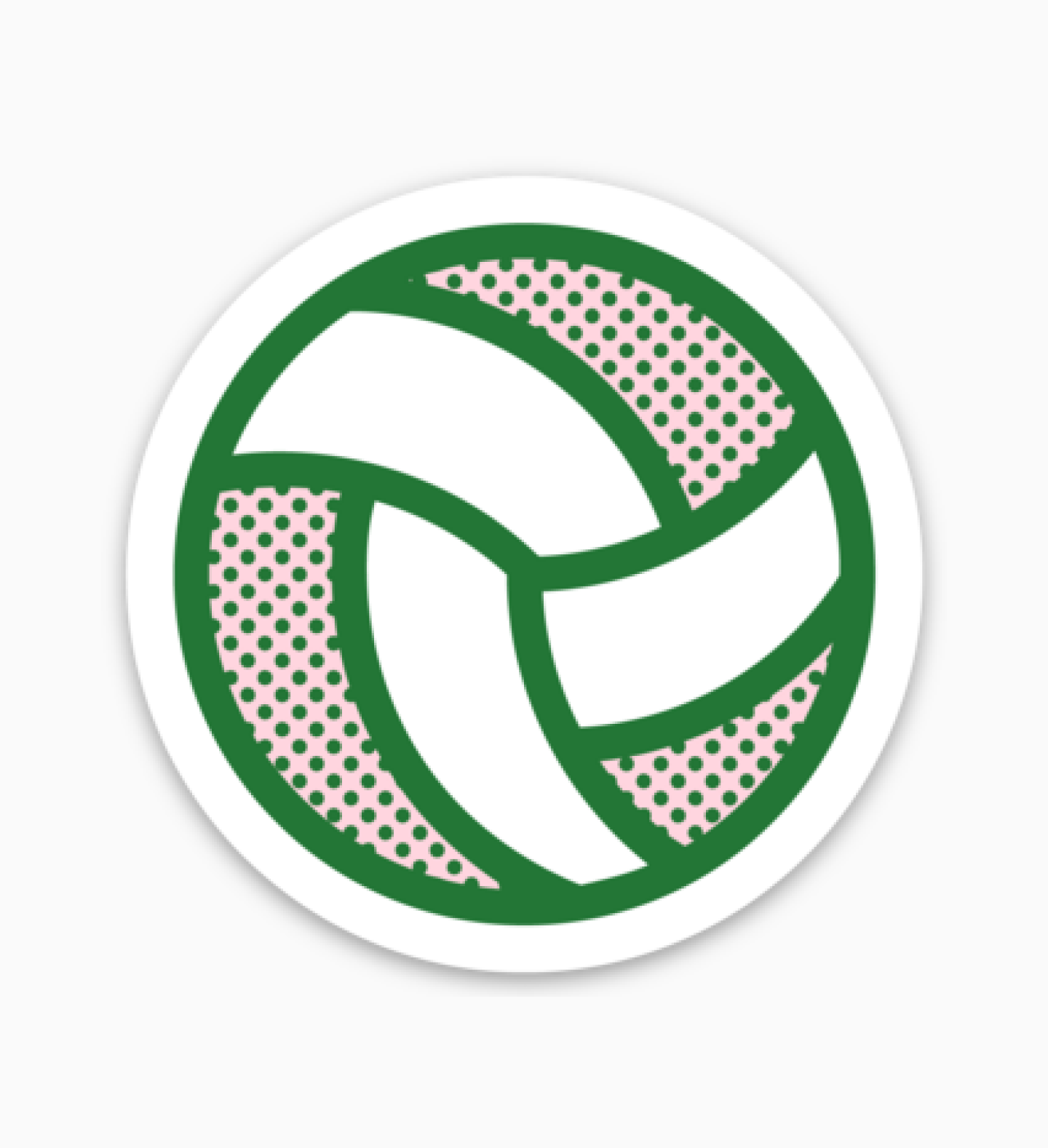 Pink and Green Polka Dot Volleyball Sticker