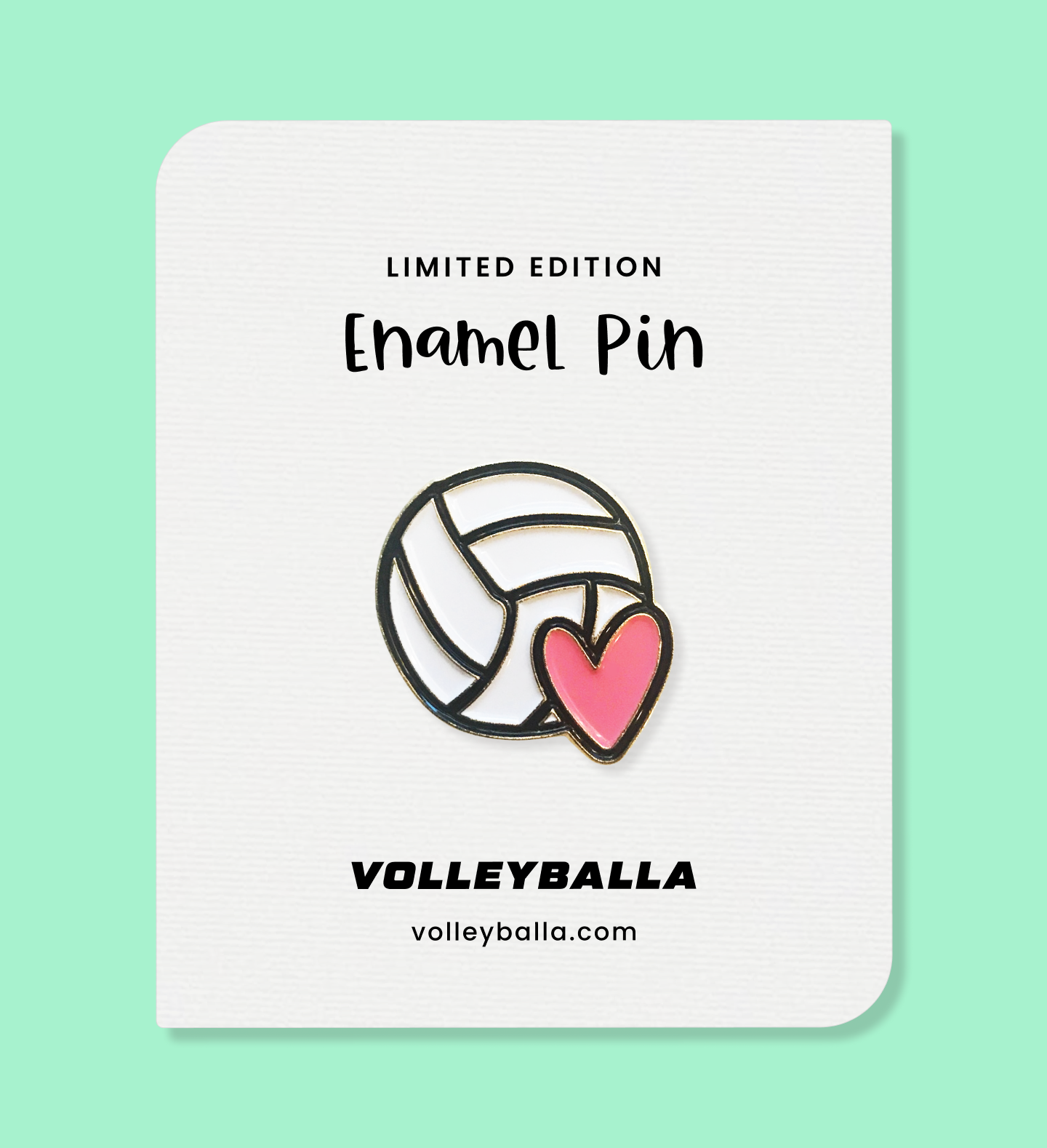 Pink Heart Volleyball Enamel Pin