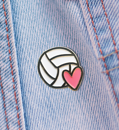 Pink Heart Volleyball Enamel Pin