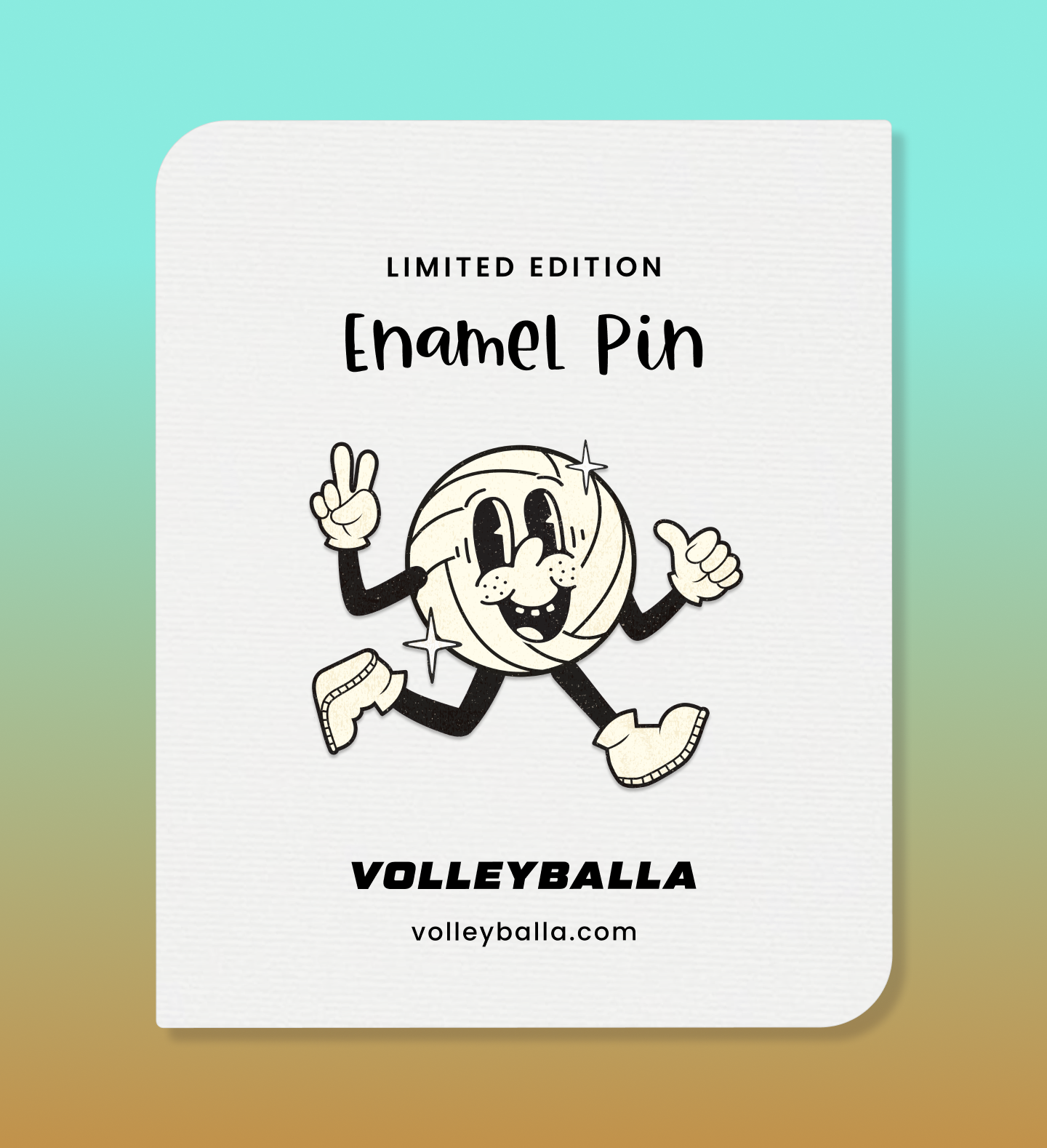 Volleyball Retro Cartoon Peace Enamel Pin