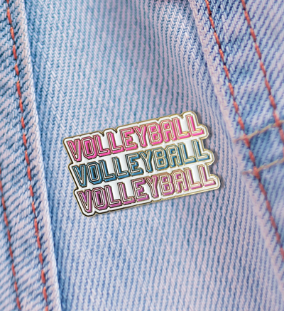 Volleyball Word Stack Enamel Pin