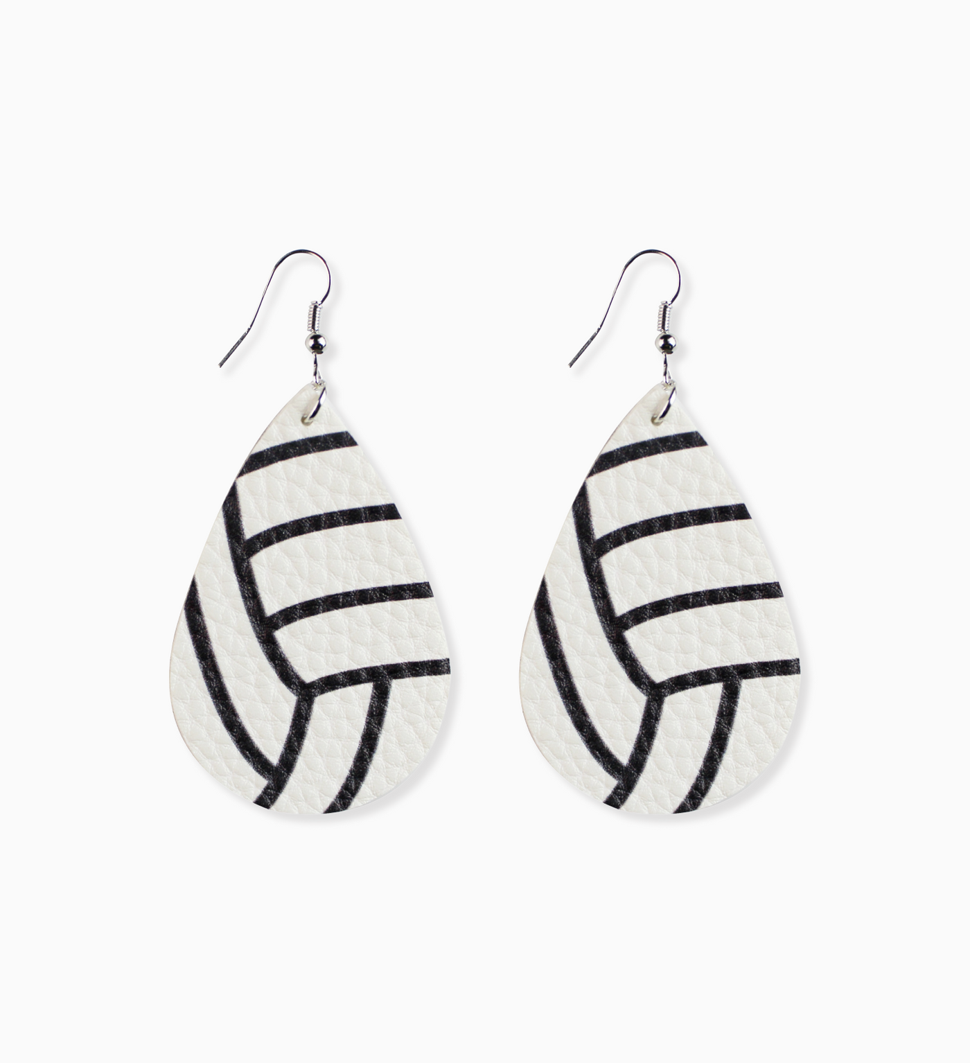 Volleyball Faux Leather Drop Earrings - White