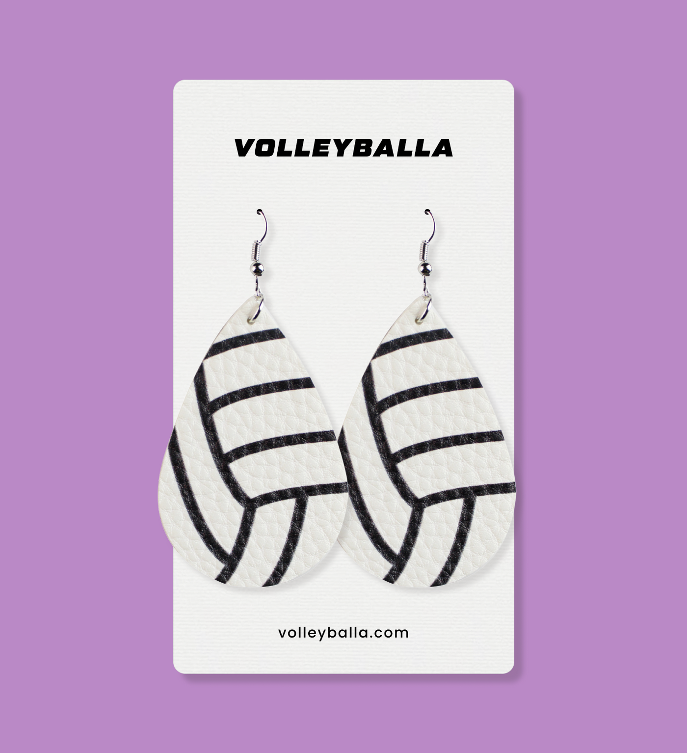Volleyball Faux Leather Drop Earrings - White