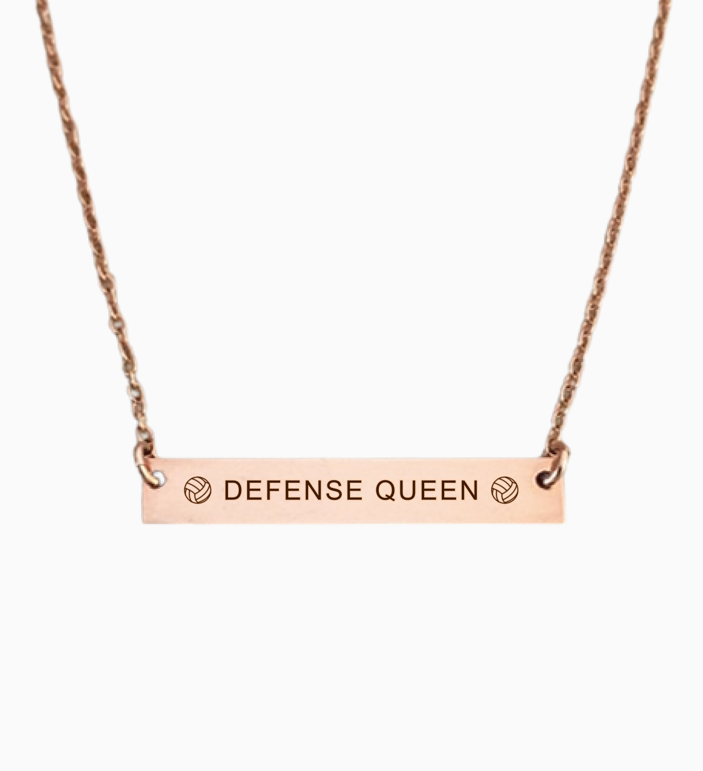Defense Queen - Volleyball Position Engraved Necklace Bar
