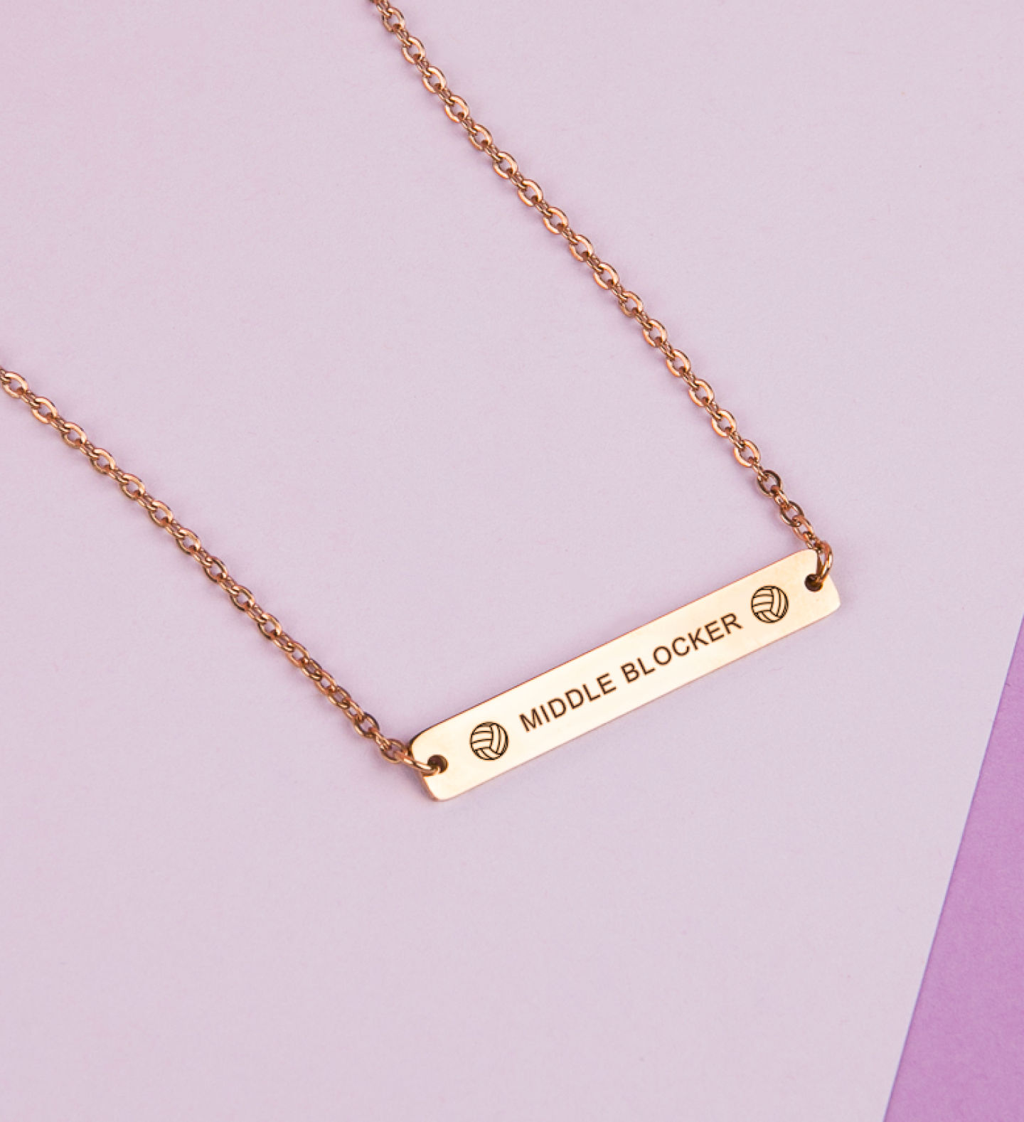 Middle Blocker - Volleyball Position Engraved Necklace Bar