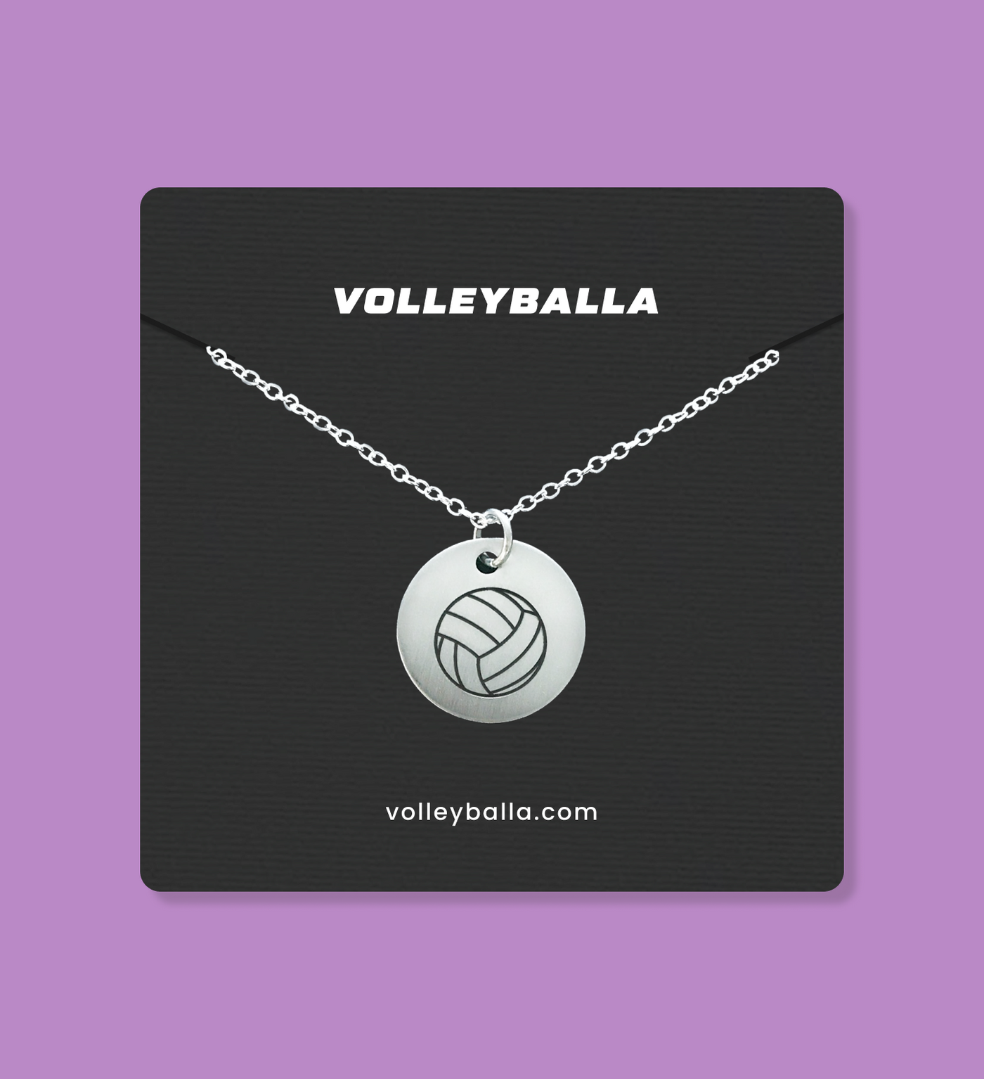 Volleyball Engraved Disc Necklace