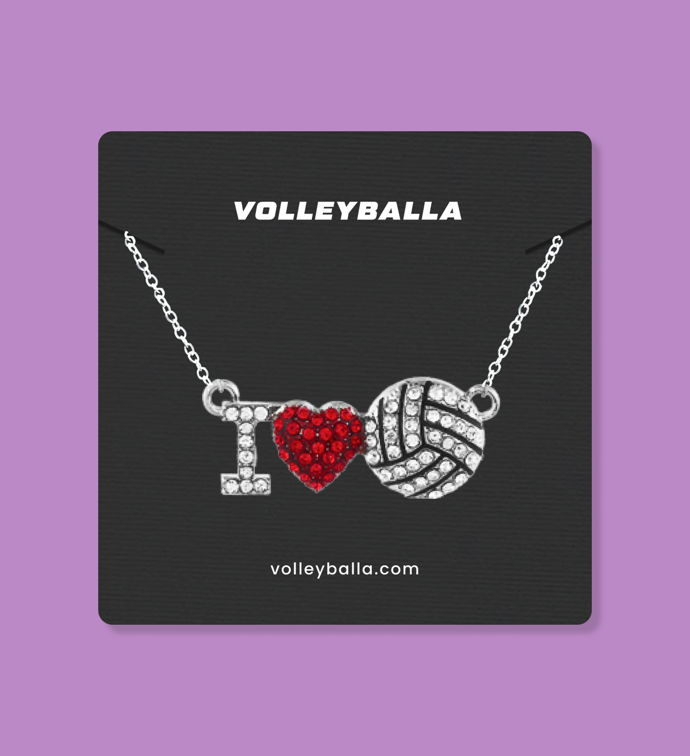 I Love Volleyball Necklace - Red